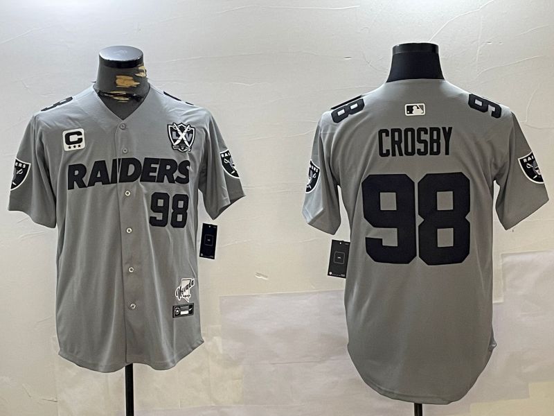Men Oakland Raiders 98 Crosby Grey five generations 2024 Nike Limited NFL Jersey style 2